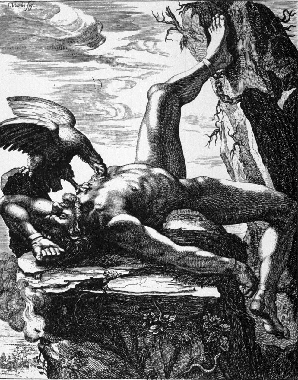 Geketende Prometheus - in Schilderijen van de tempel van de Muzen van De Marolles. Parijs door Jean Warin