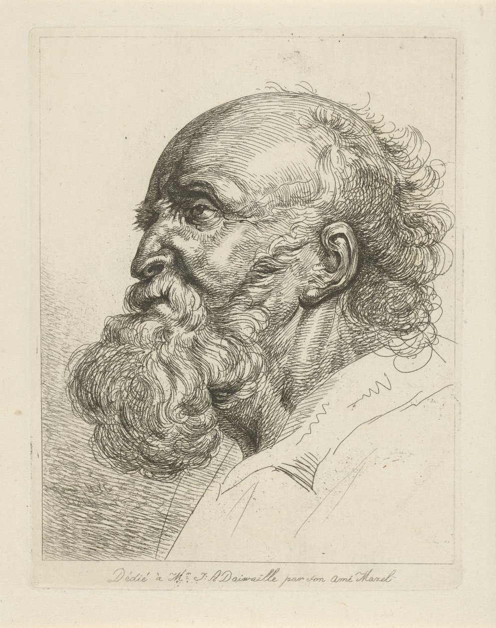 Portret van een oude man met baard door Jean Zacherie Mazel