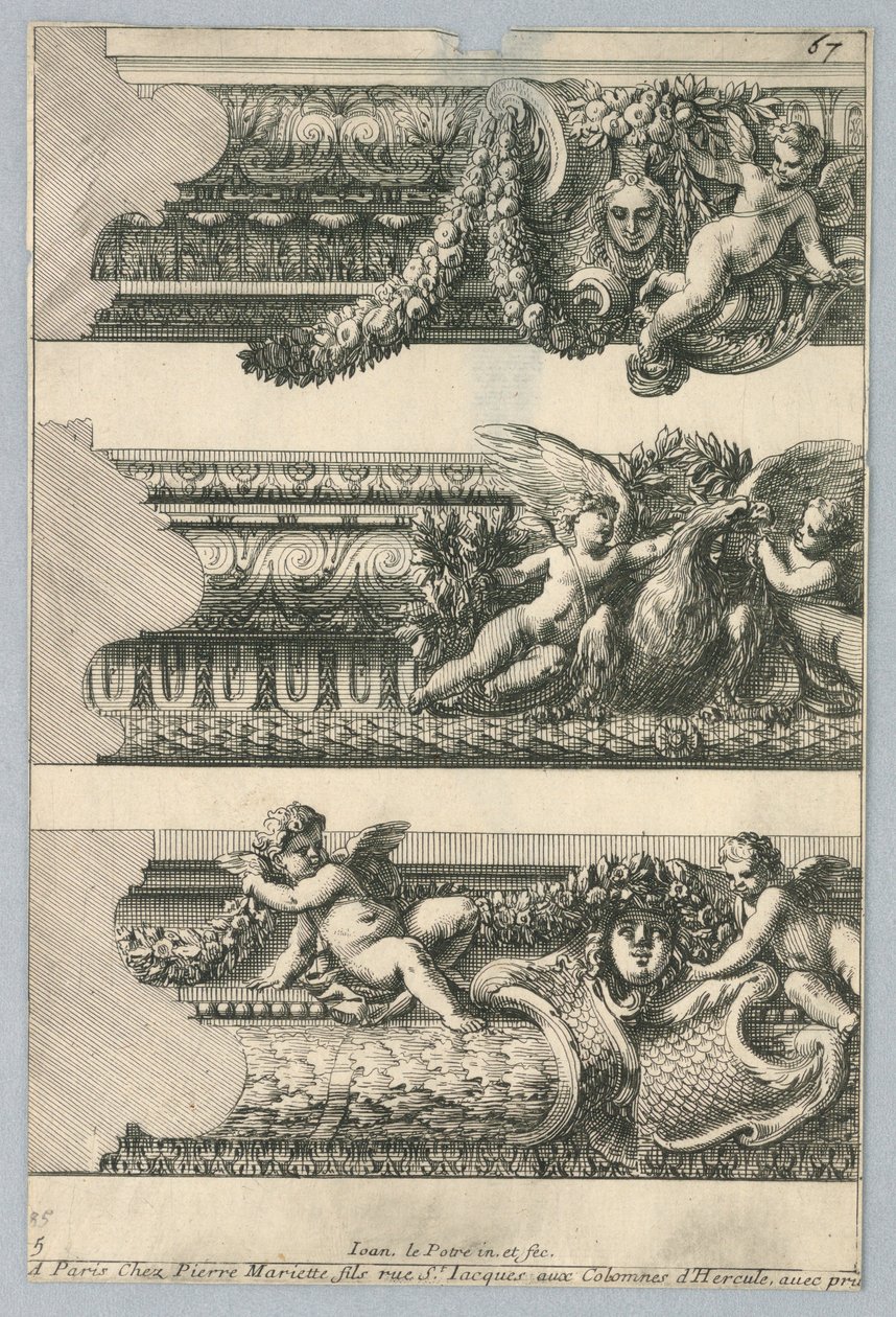 Ontwerp voor Geschilderde Lijsten, uit "Bordures de Tableau" door Jean le Pautre