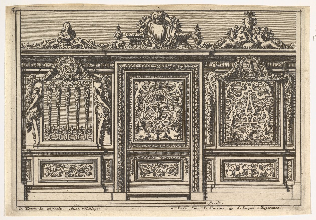 Ontwerp voor een Koorhek met Twee Varianten, uit: Clôtures de chapelles door Jean le Pautre
