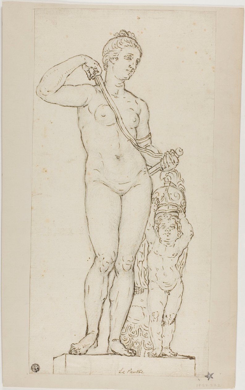 Sculptuur van Venus en Cupido, met het harnas van Mars door Jean le Pautre
