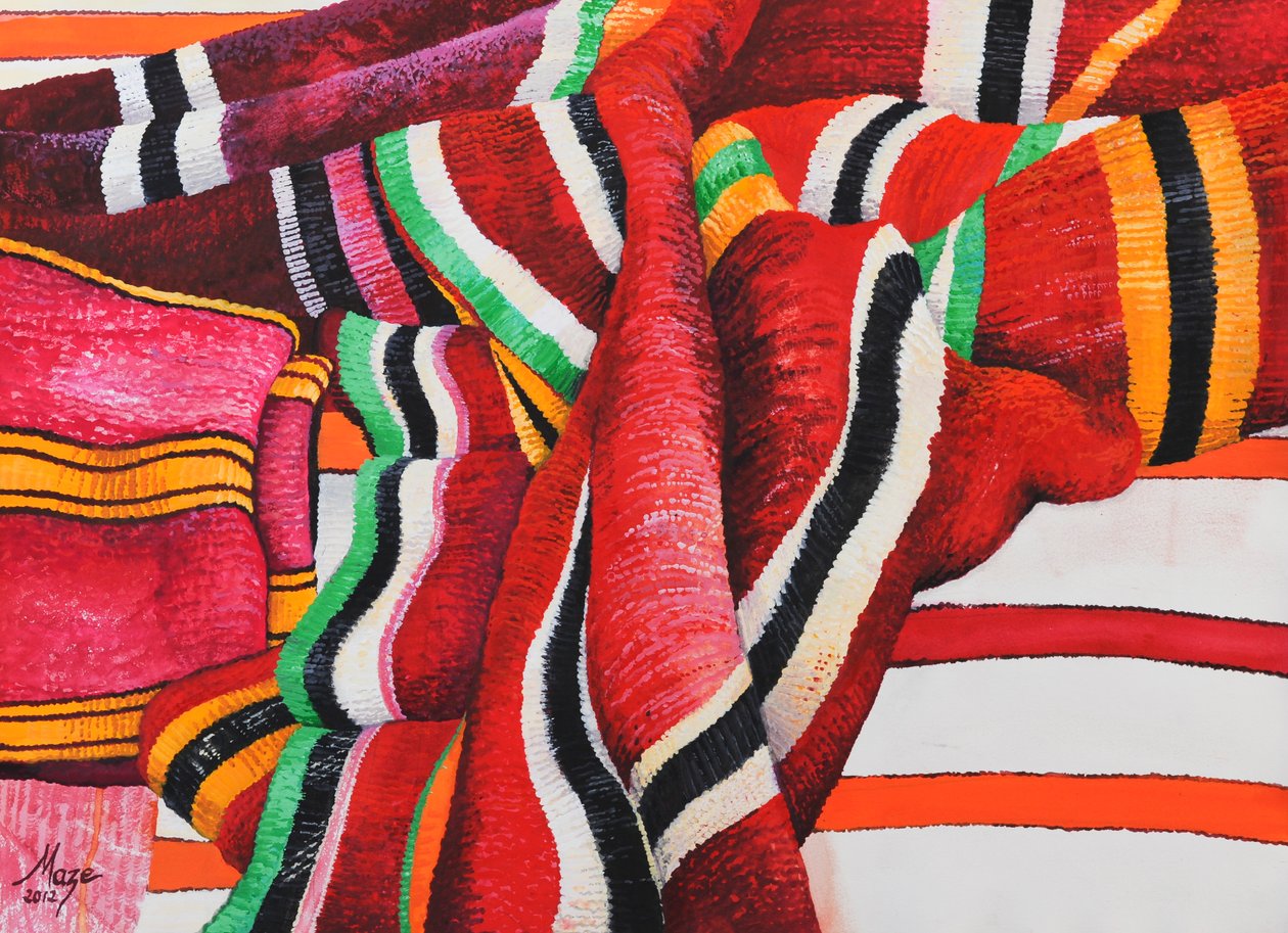 Marokkaanse stoffen 5, 2013 (gouache op papier) door Jeanne Maze