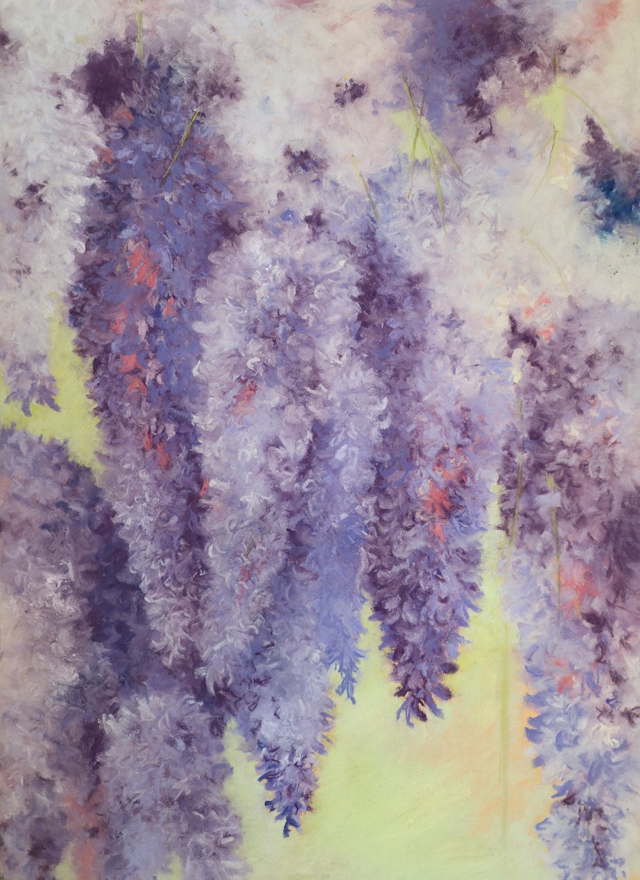 Wisteria bloemen, 2023 (pastel op papier) door Jeanne Maze