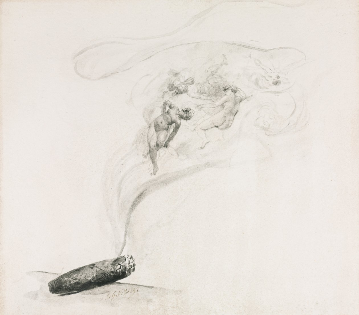 Dans la Fumée, 1800s door Jehan Georges Vibert
