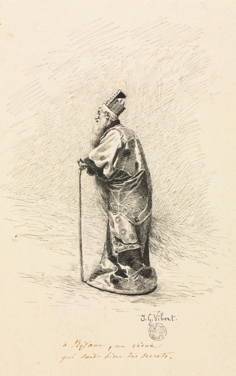 Studie voor de Tovenaar in Conte de Fée Story of a Fairy, 1800s door Jehan Georges Vibert
