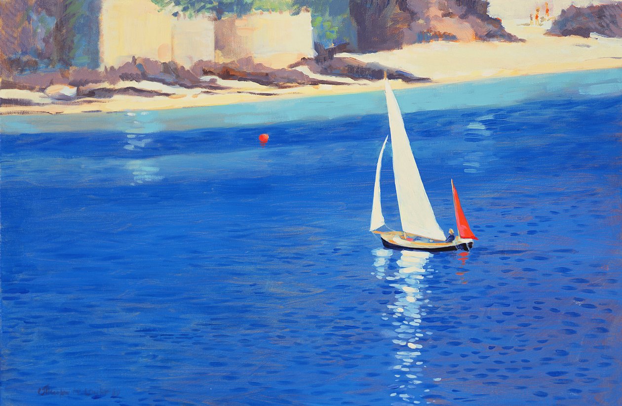 Salcombe - Yawl bij Millbay, 1999 door Jennifer Wright
