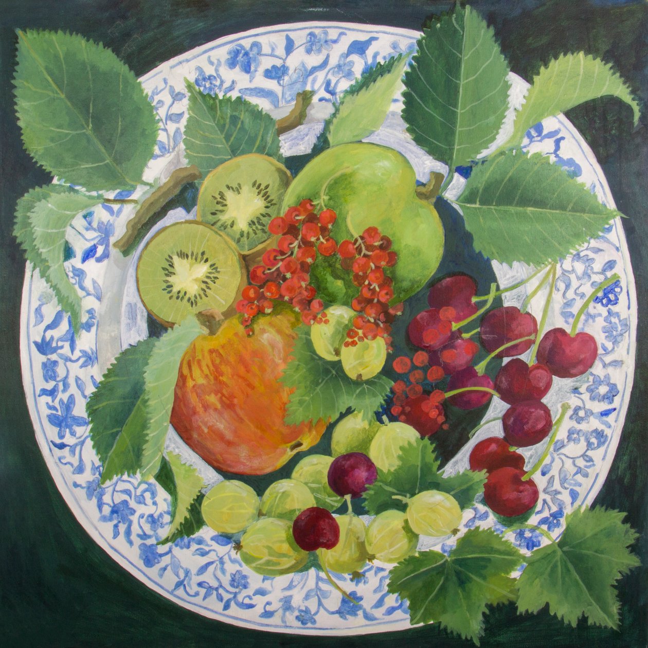 Appels en druiven, 2018 (acryl op doek) door Jennifer Abbott