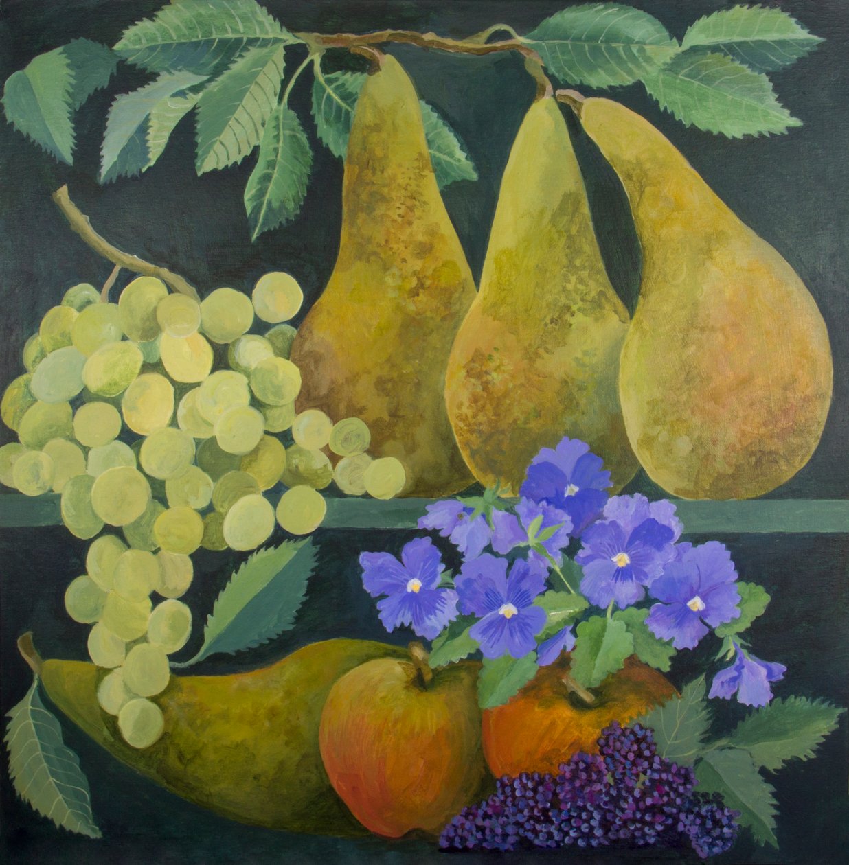 Peren en druiven, 2018 (acryl op doek) door Jennifer Abbott
