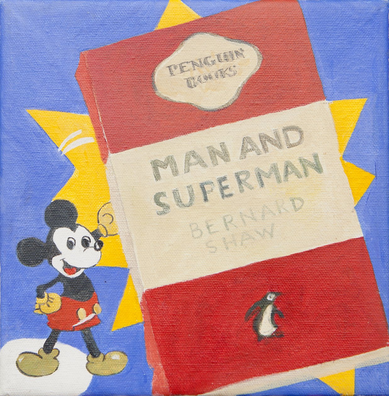 Pinguïnboek met Micky Mouse (acryl) door Jennifer Abbott