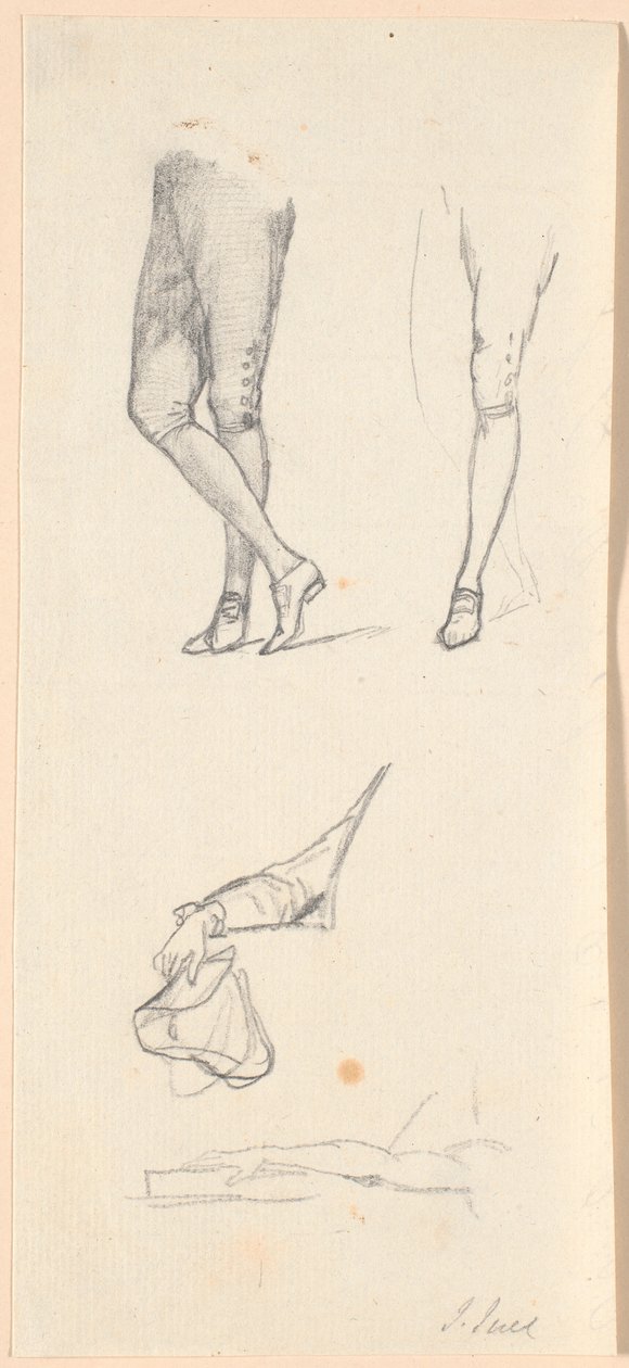 Been- en armstudies voor het portret van Frederik de zesde door Jens Juel