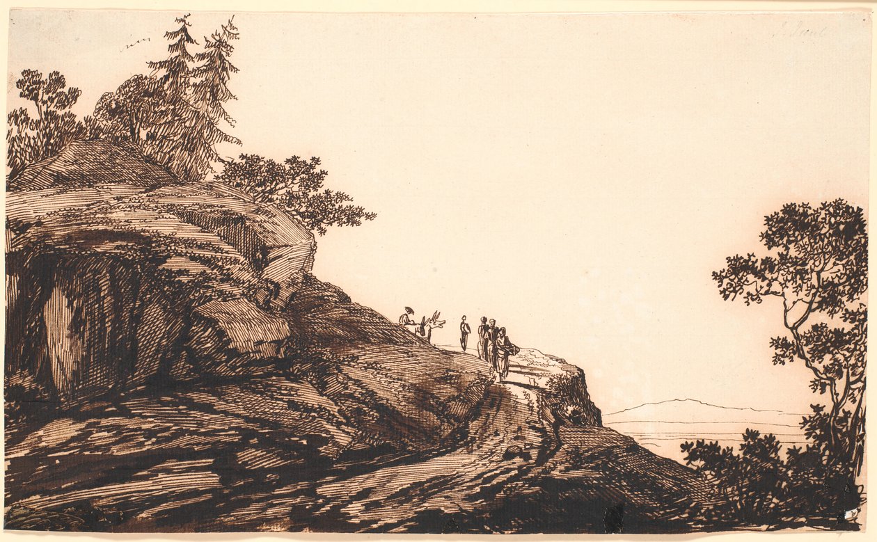 Berglandschap met Mensen en Ezels op een Weg door Jens Juel