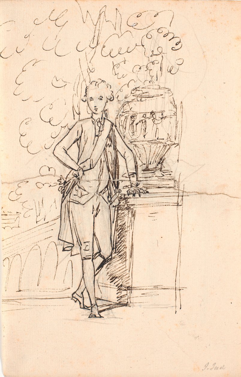 Compositiestudie voor een volledig portret van Frederik de zesde als jonge kroonprins door Jens Juel