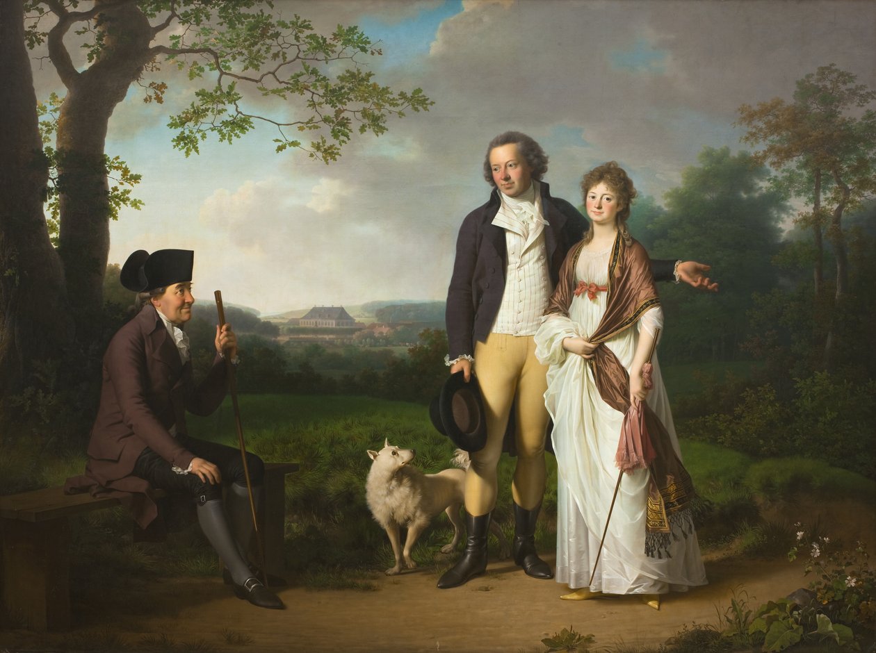 Niels Ryberg met zijn Zoon Johan Christian en zijn Schoondochter Engelke, geboren Falbe door Jens Juel