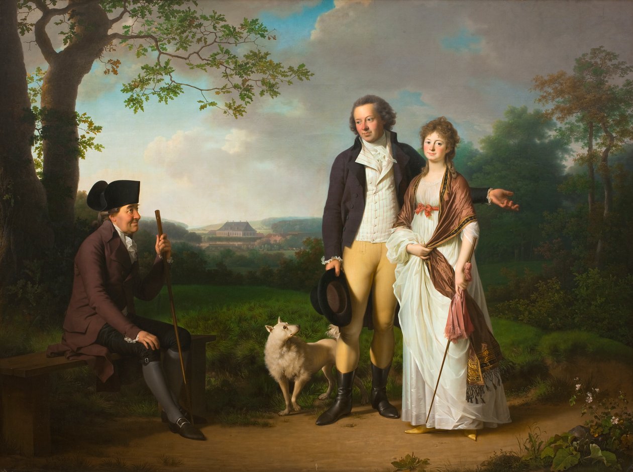 Niels Ryberg met zijn Zoon Johan Christian en zijn Schoondochter Engelke, geboren Falbe door Jens Juel