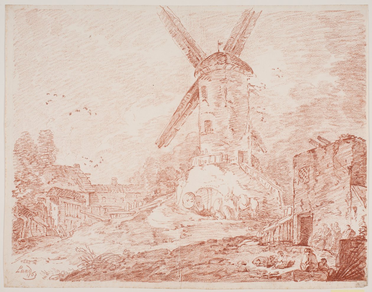 Italiaans Landschap met Windmolen door Jens Petersen Lund