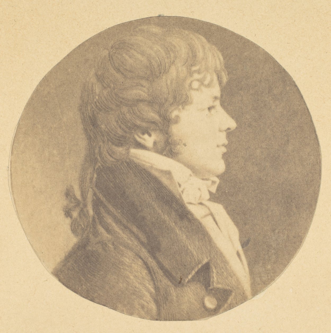 Mezzotint portret van een Jonge Man in Profiel, uit De St. Memin Collectie van Portretten, 1862 door Jeremiah Gurney