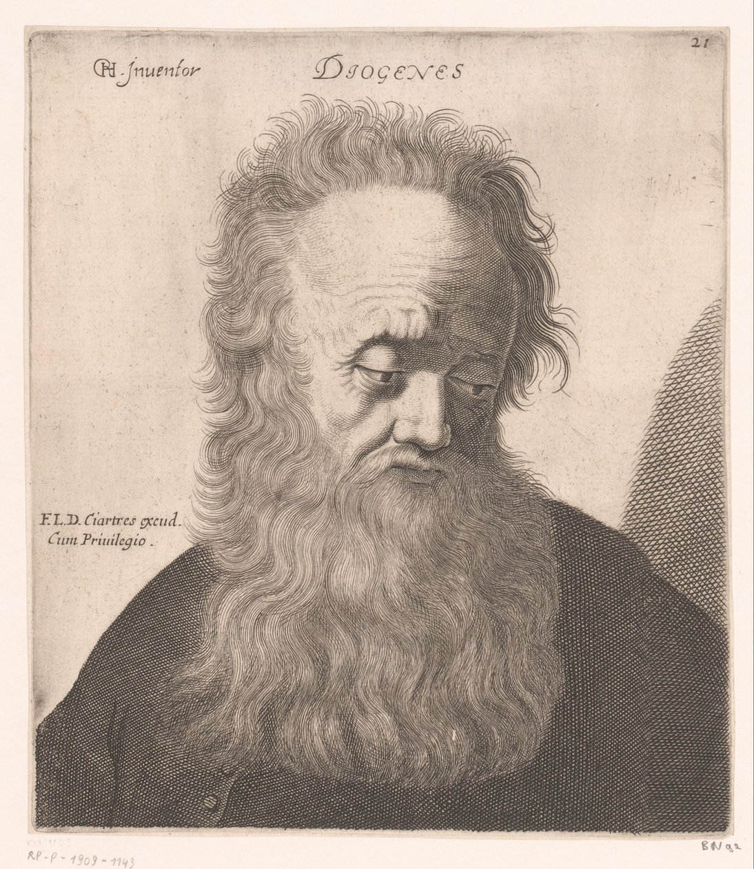 Portret van Diogenes van Sinope (Bustes van filosofen en koningen) door Jerôme David (attributed to)