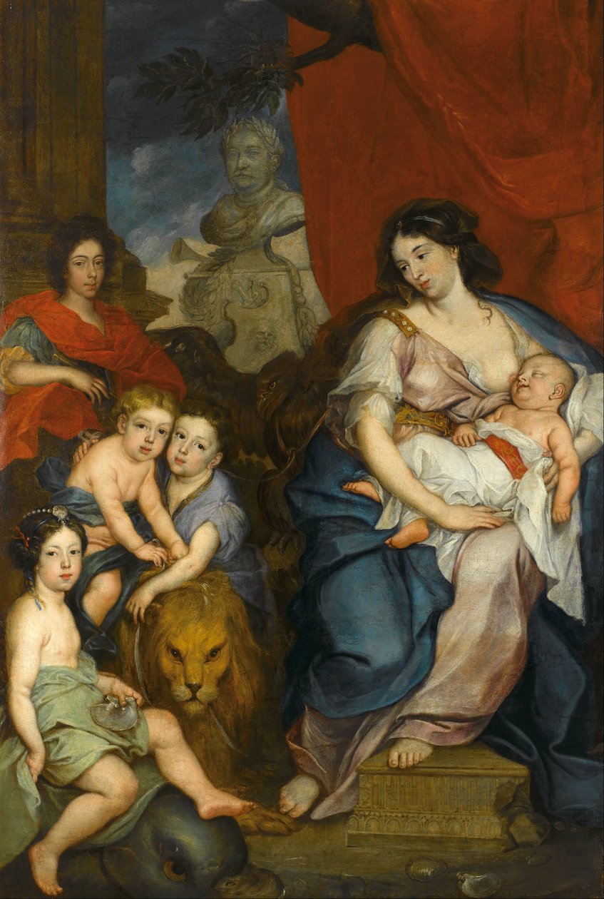 Portret van koningin Maria Kazimiera met haar kinderen door Jerzy Siemiginowski Eleuter