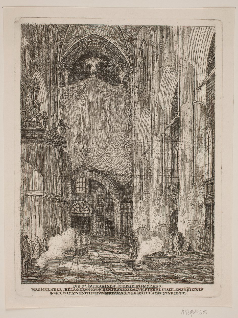 Het interieur van de St. Catharina kerk in Hamburg door Jes Bundsen
