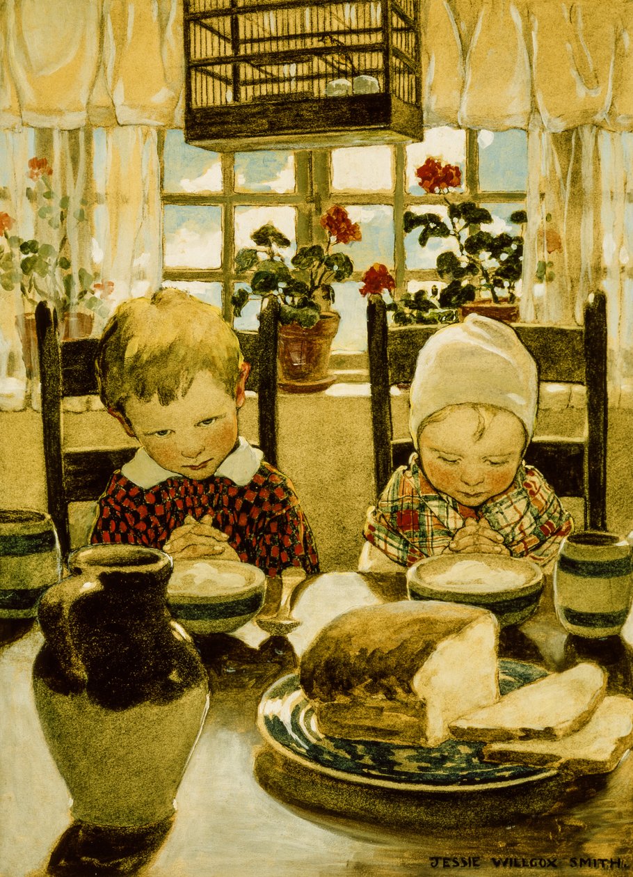 Gebeden bij het ontbijt door Jessie Willcox Smith