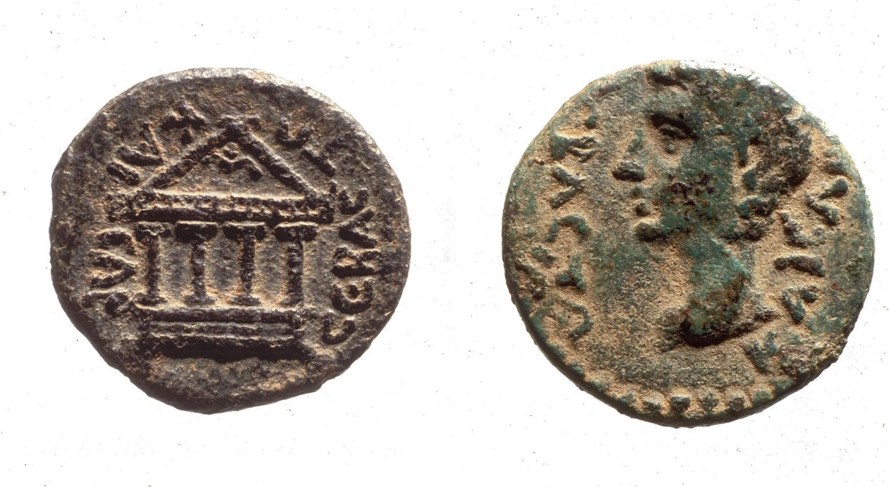 Munten van Herodes Filippus II, c.4 v.Chr. -34 n.Chr. (metaal) door Jewish School