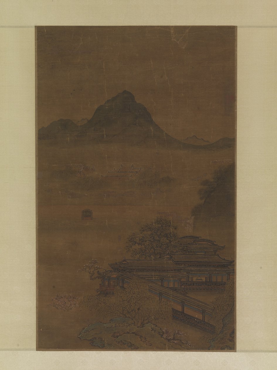 Paleispaviljoens in lentemist door Jiang Yuan
