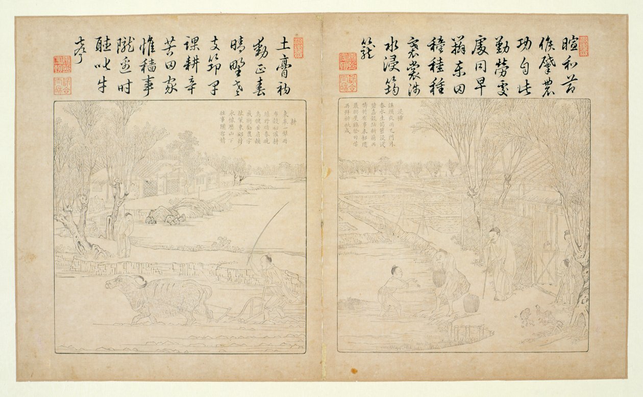 Yuzhi gengzhi tu (Tilling and Weaving Illustrated) door Jiao Bingzhen