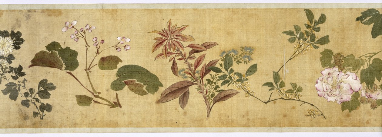 Honderd bloemen, begin 17e eeuw (geschilderde zijde) (detail) door Jiayan Chen