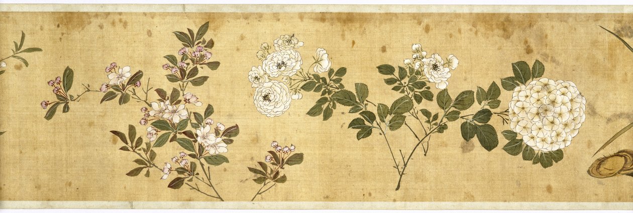 Honderd bloemen, begin 17e eeuw (geschilderde zijde) (detail) door Jiayan Chen