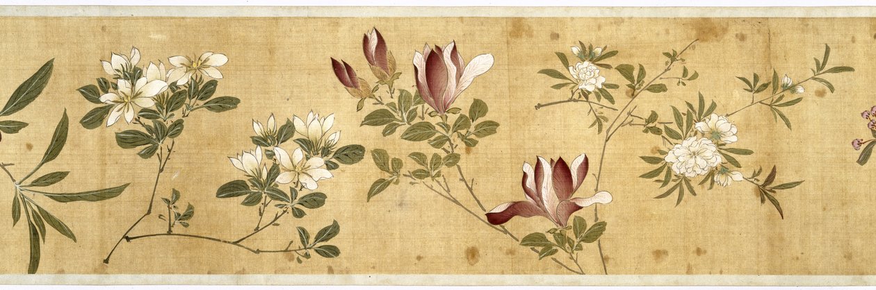 Honderd bloemen, begin 17e eeuw (geschilderde zijde) (detail) door Jiayan Chen