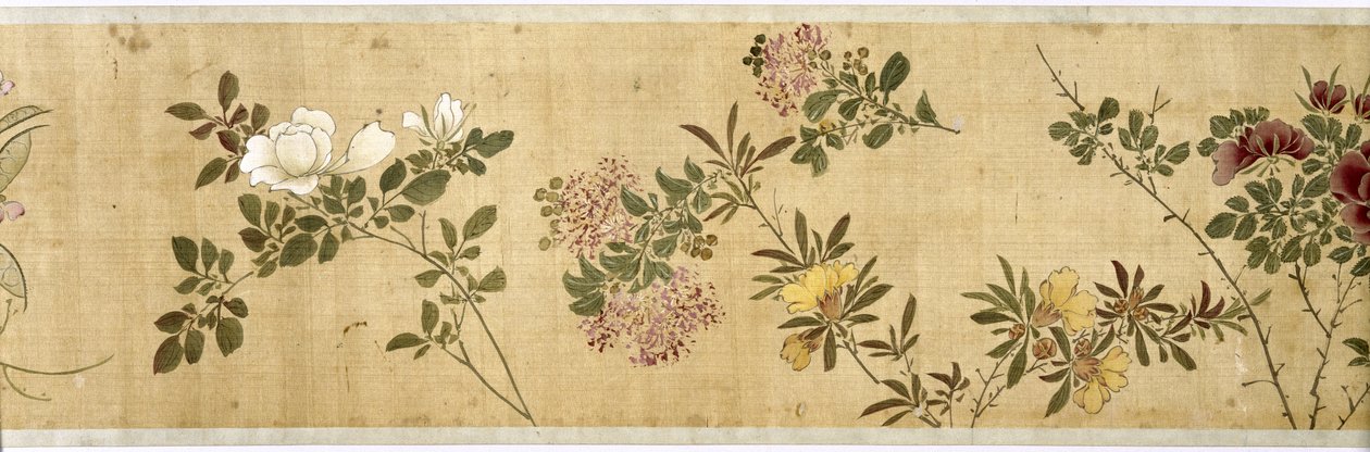 Honderd bloemen, begin 17e eeuw (geschilderde zijde) (detail) door Jiayan Chen