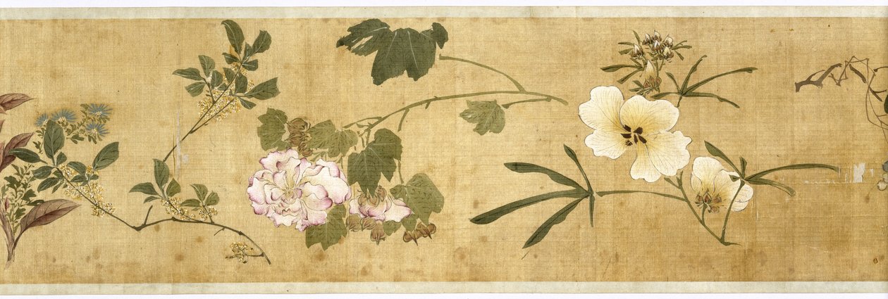 Honderd bloemen, begin 17e eeuw (geschilderde zijde) (detail) door Jiayan Chen