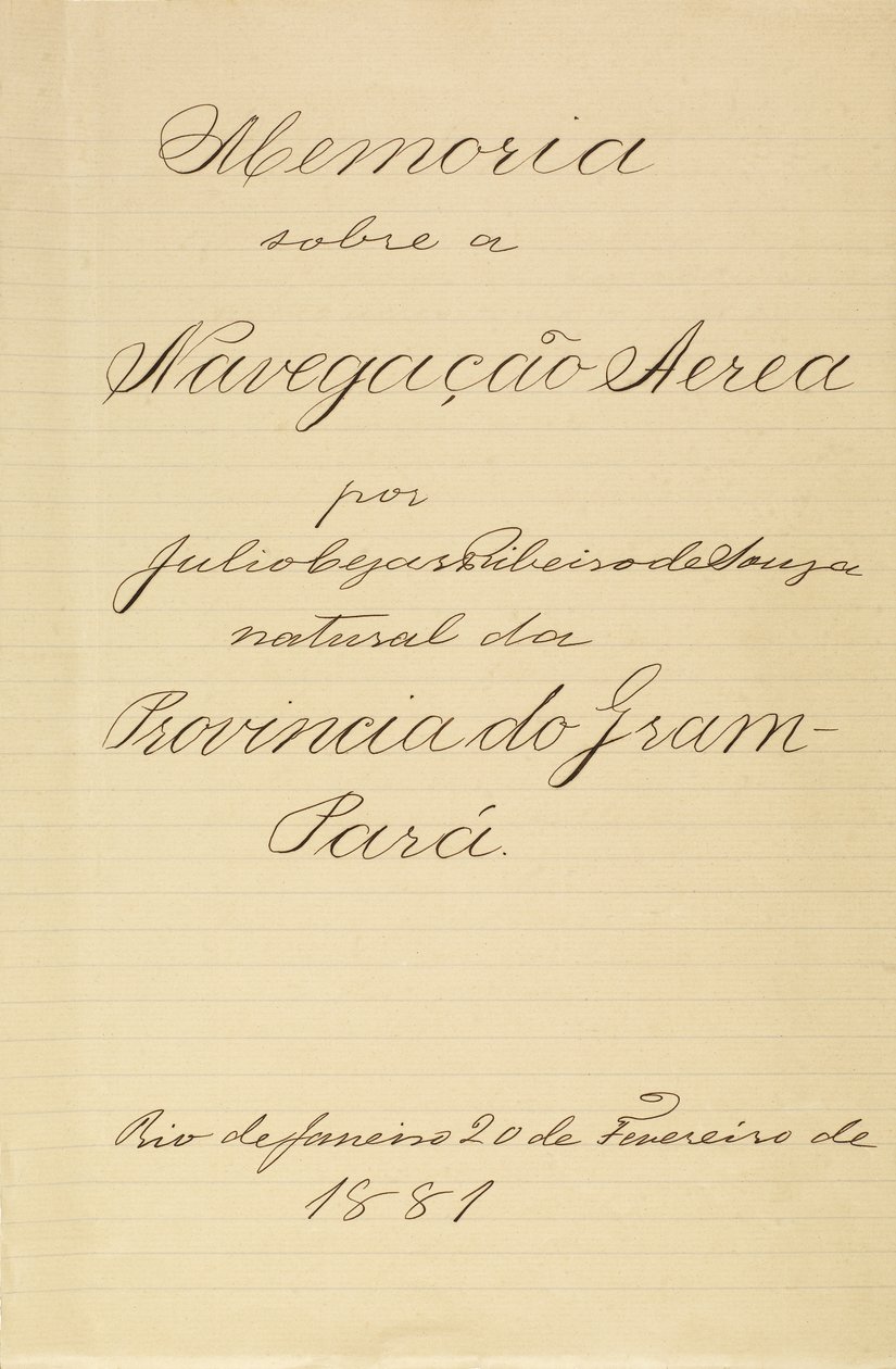 Manuscript van Júlio Cézar Ribeiro de Souza over luchtvaart door Júlio Cézar Ribeiro de Souza