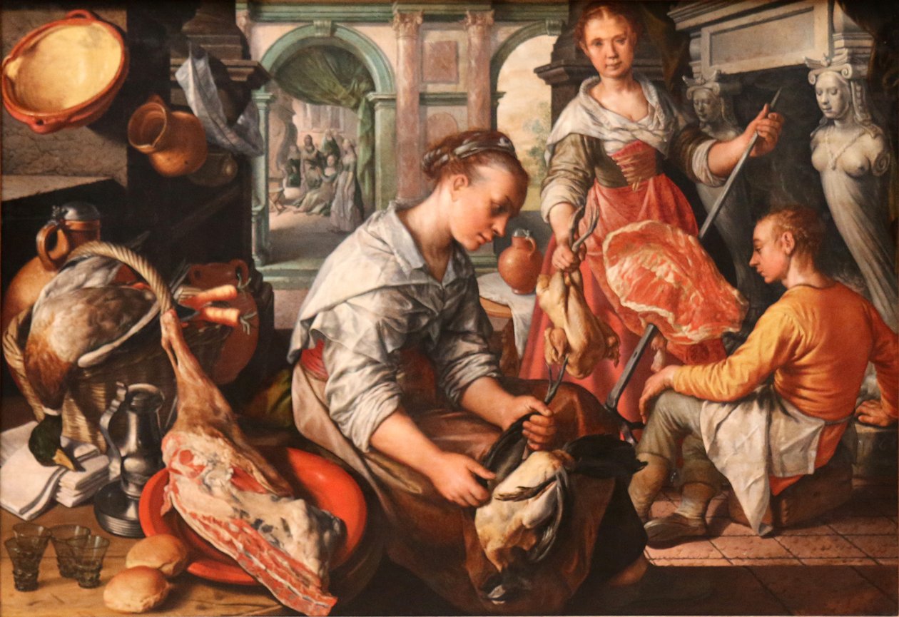 Dutch: Christus in het huis van Martha en Maria Christ in the House of Martha and Mary door Joachim Beuckelaer