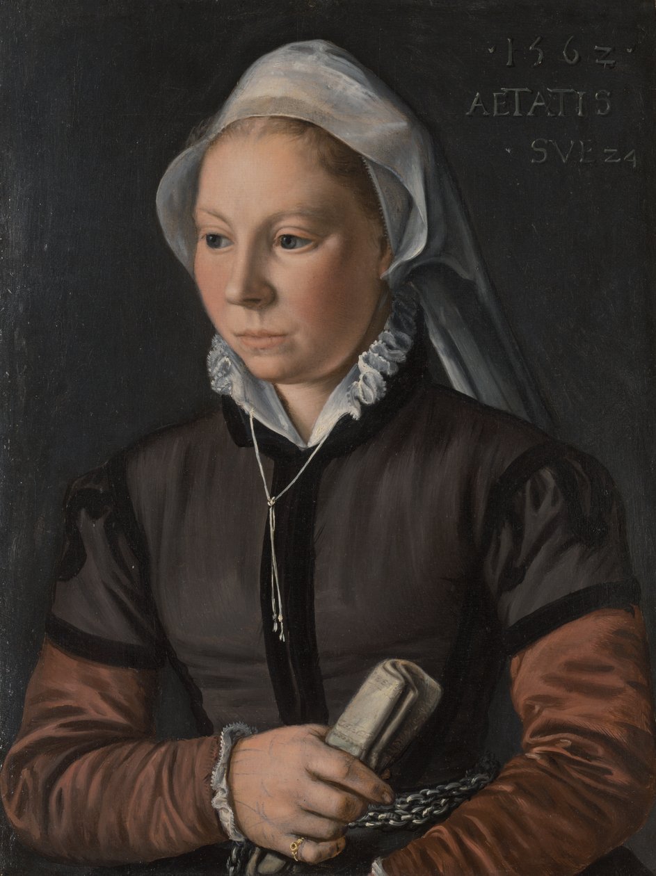 Portret van een jonge vrouw door Joachim Beuckelaer