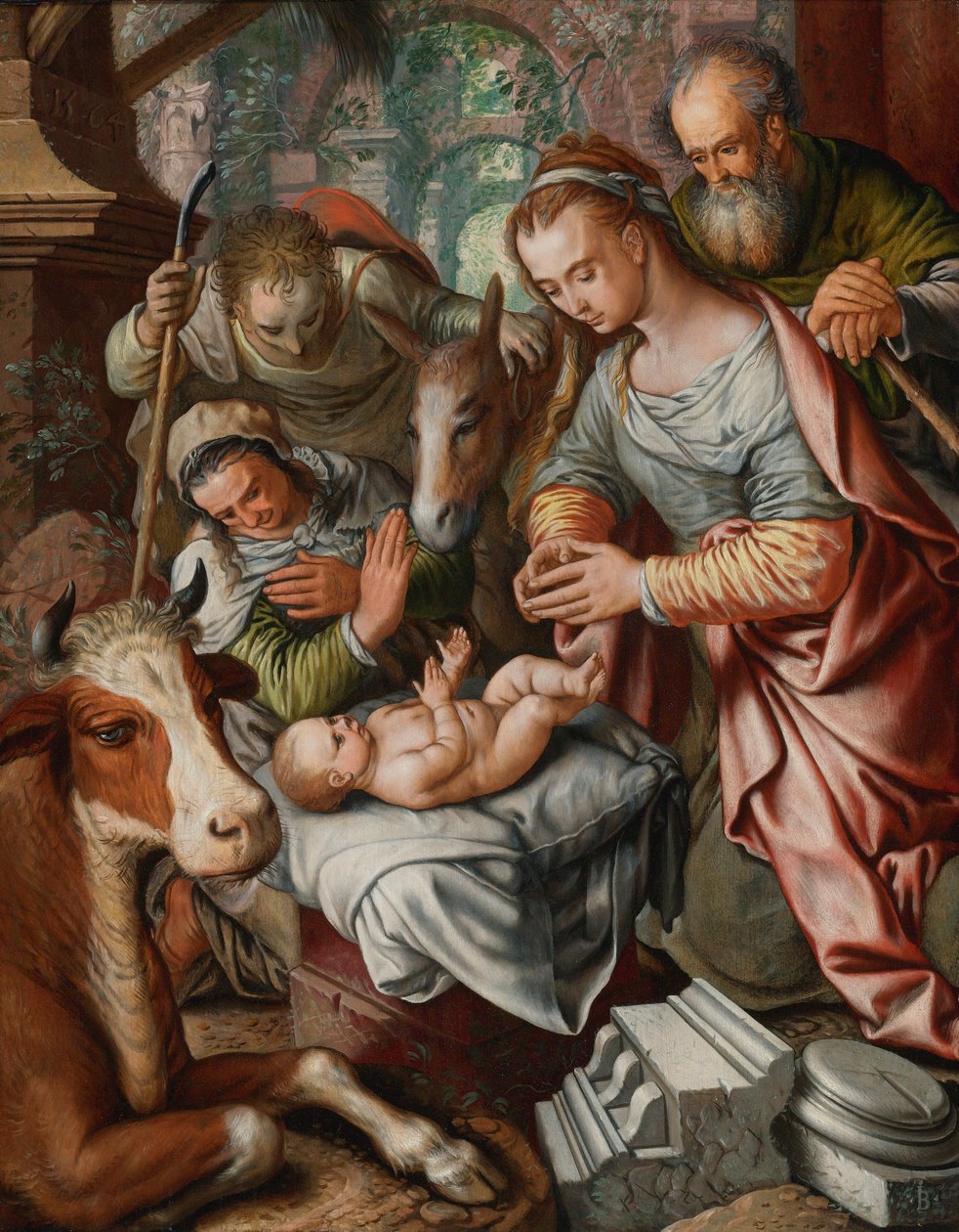 De aanbidding van de herders door Joachim Beuckelaer