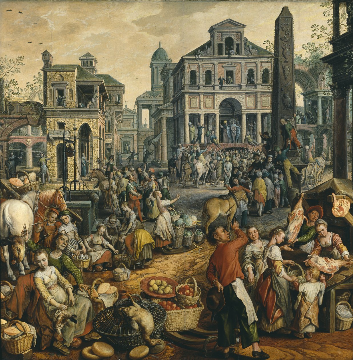 Marktscène met Ecce Homo door Joachim Beuckelaer