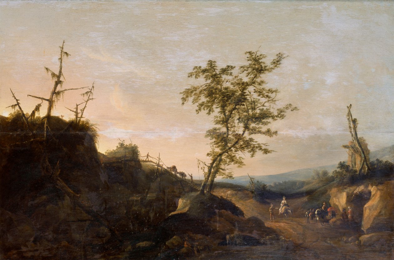 Reizigers in een Landschap door Joachim Govertsz Camphuysen