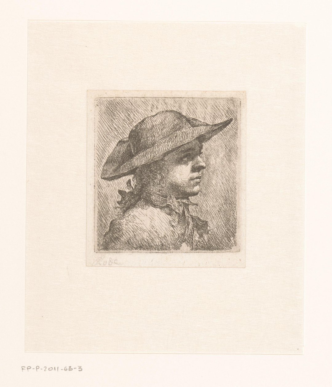 Portret van een jongeman met hoed door Joachim Martin Falbe (attributed to)