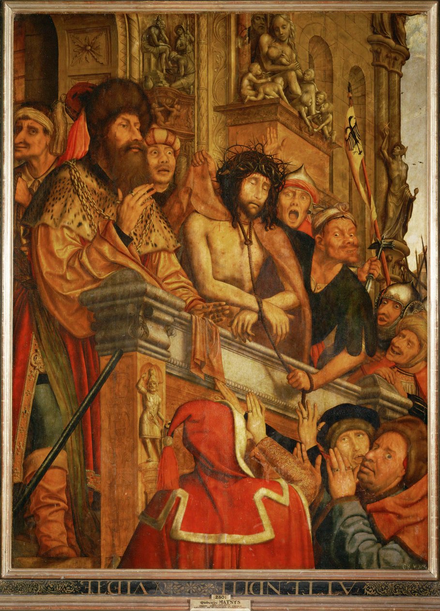 Christus voorgesteld aan het volk (schilderij op hout) door Joachim & Massys Quentin (c.1466-1530) Patinir