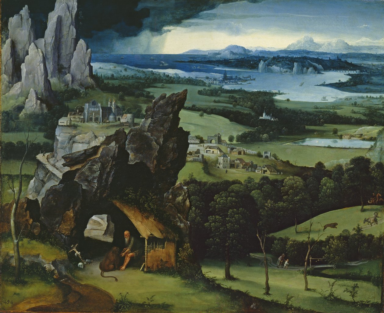 Landschap met Sint Hiëronymus door Joachim Patinir