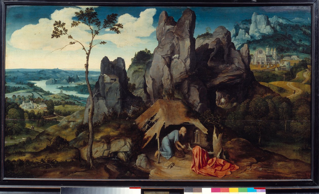 Sint Hiëronymus in de woestijn door Joachim Patinir