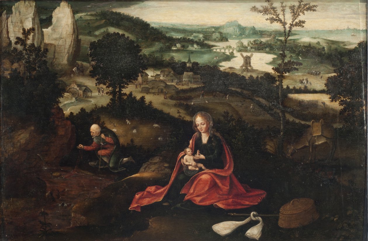 De rust tijdens de vlucht naar Egypte door Joachim Patinir