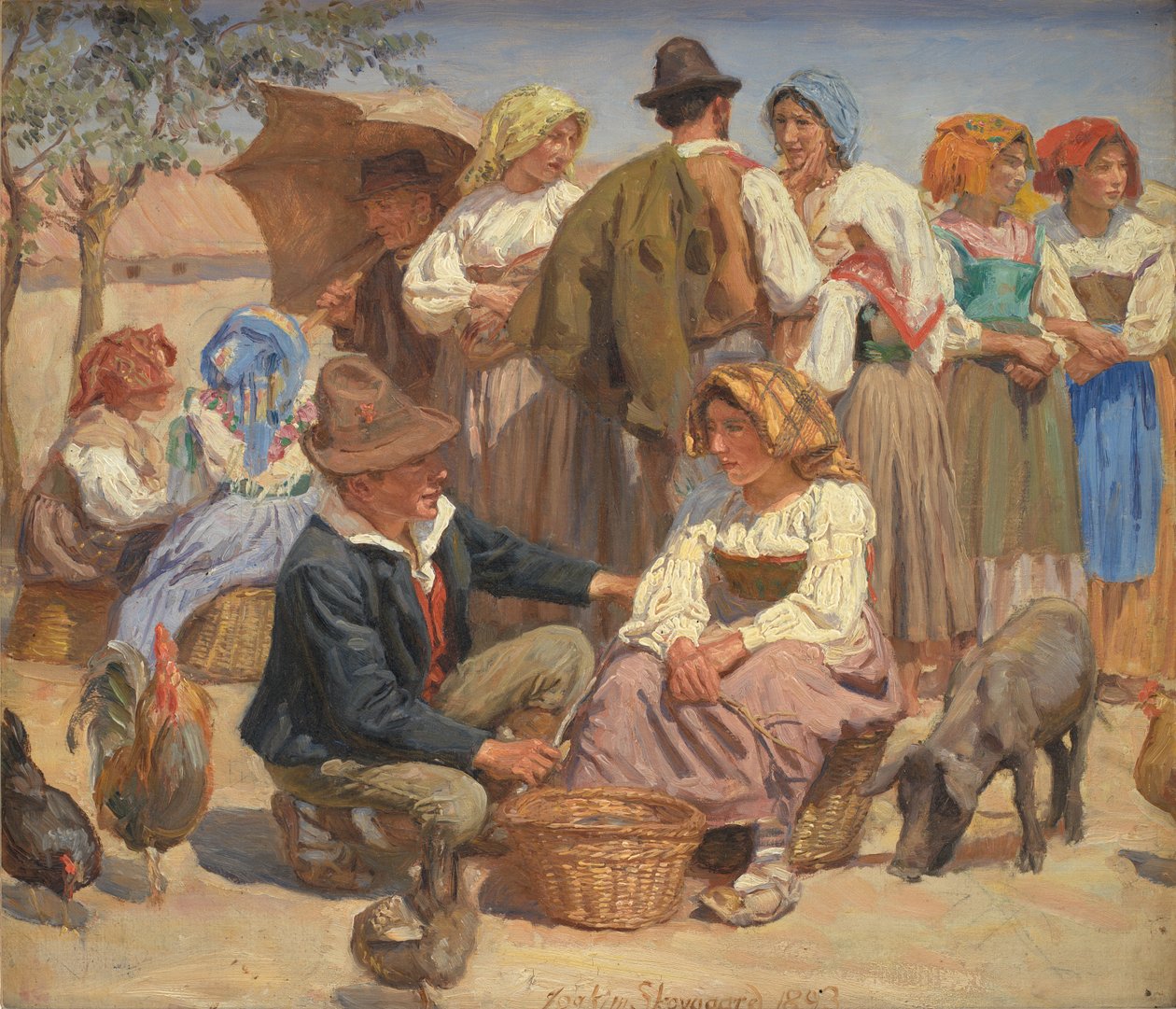 Markt in Sora door Joakim Frederik Skovgaard