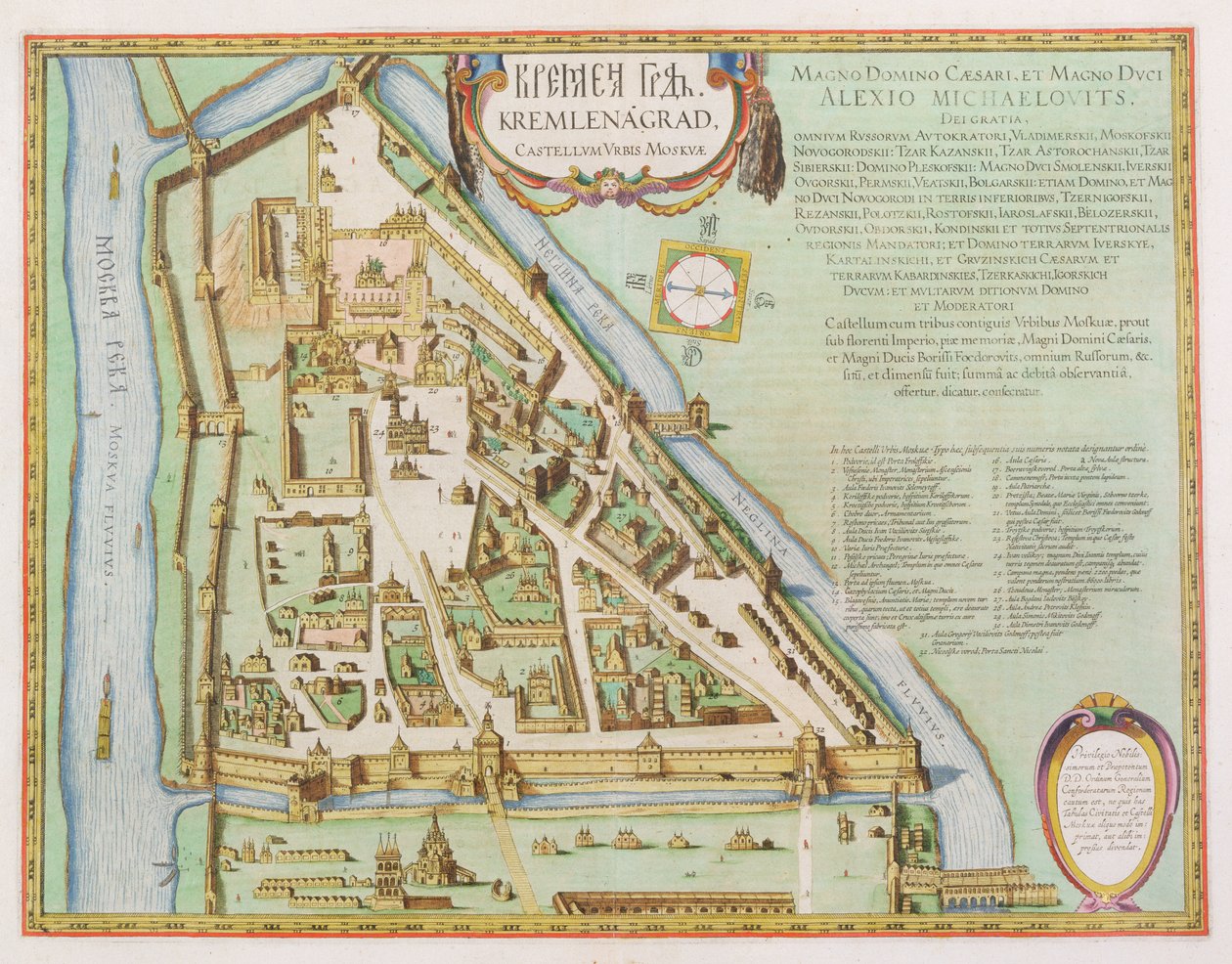 Kaart die het Kremlin toont, Moskou, 1662 door Joan Blaeu