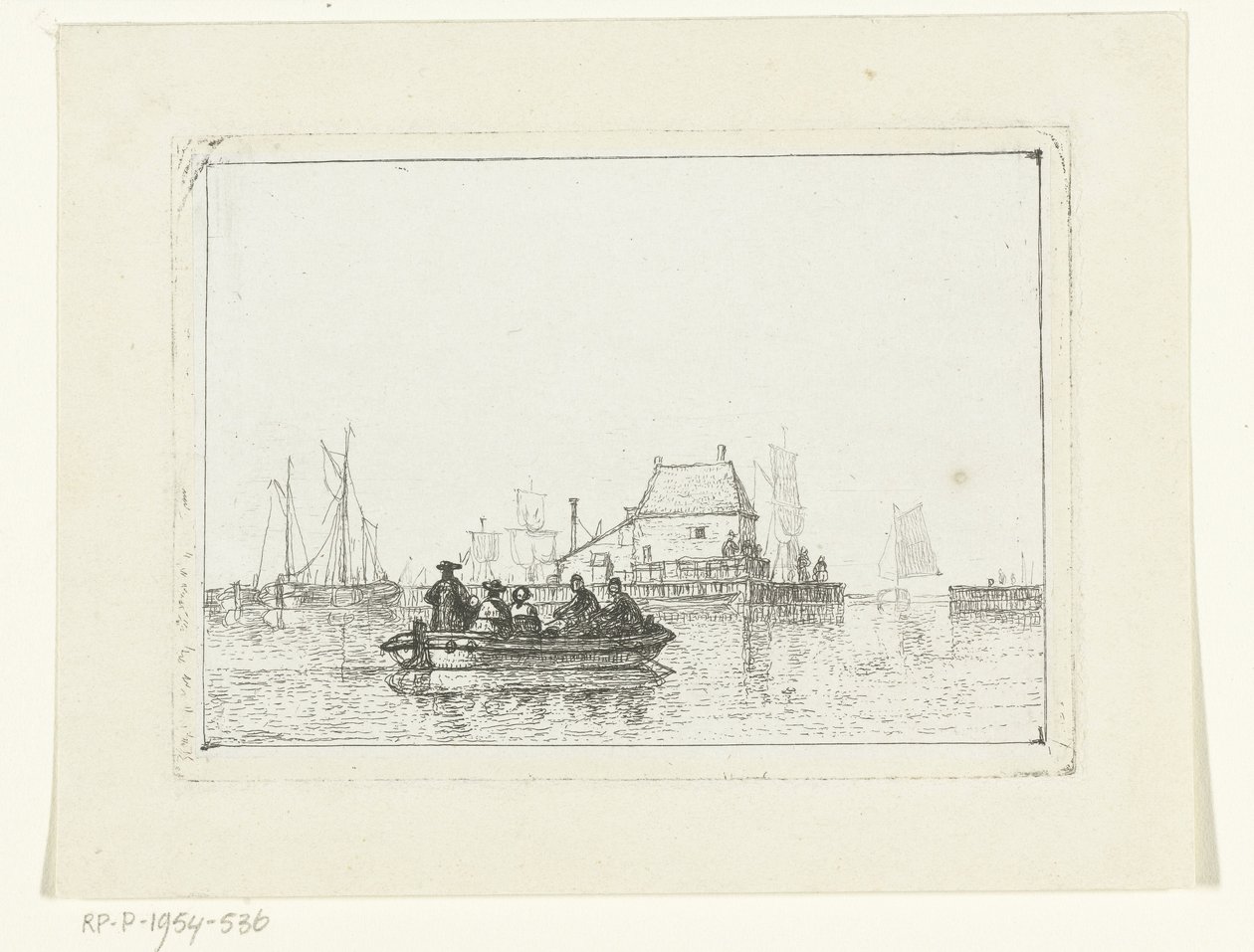 Roeiboot met opvarenden op het IJ door Joan Berg