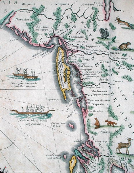 Kaart van de Oostkust van Noord-Amerika door Joan Blaeu