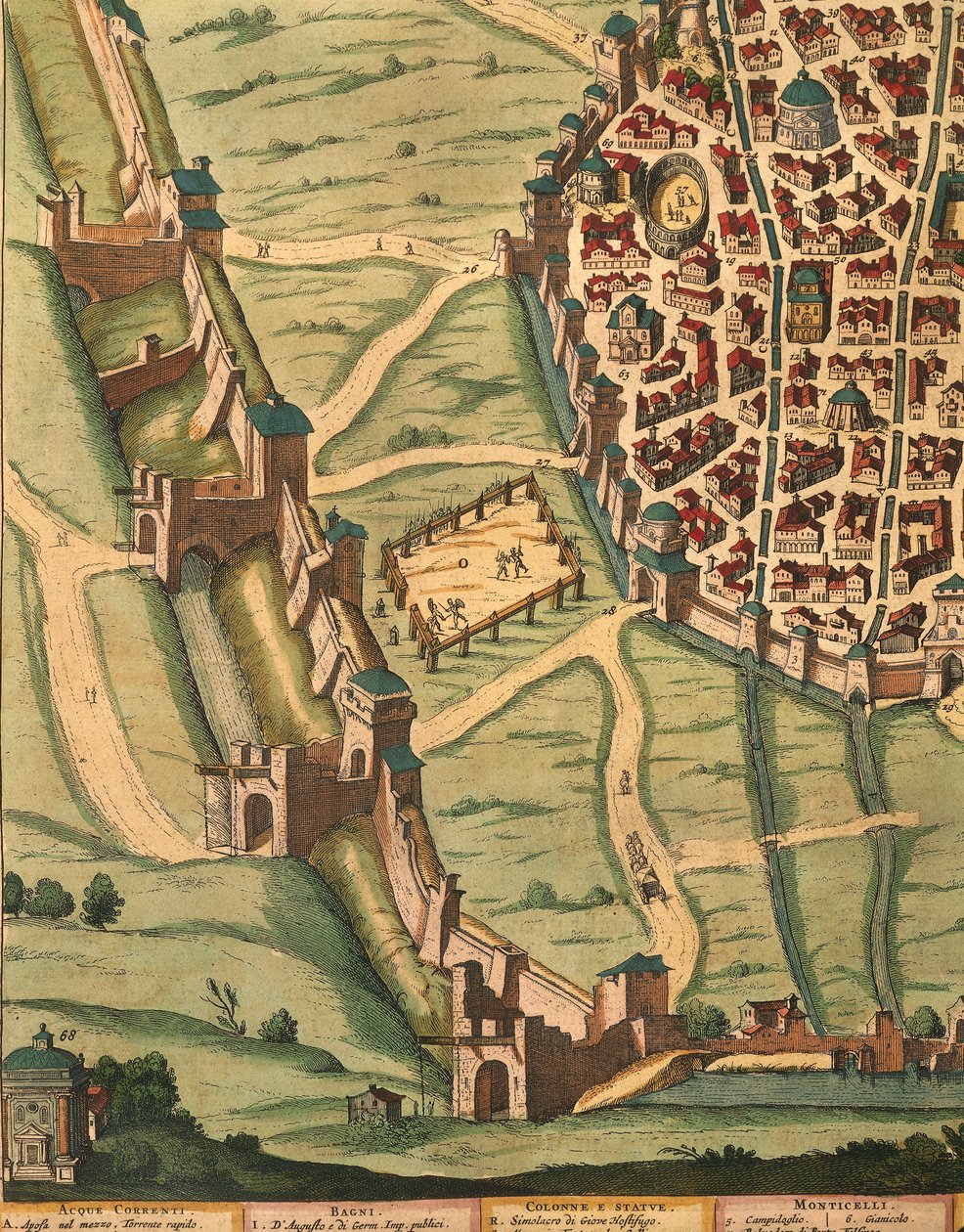 Kaart van Bologna, uit Theatrum civitatum et admirandorum Italiae (detail) door Joan Blaeu