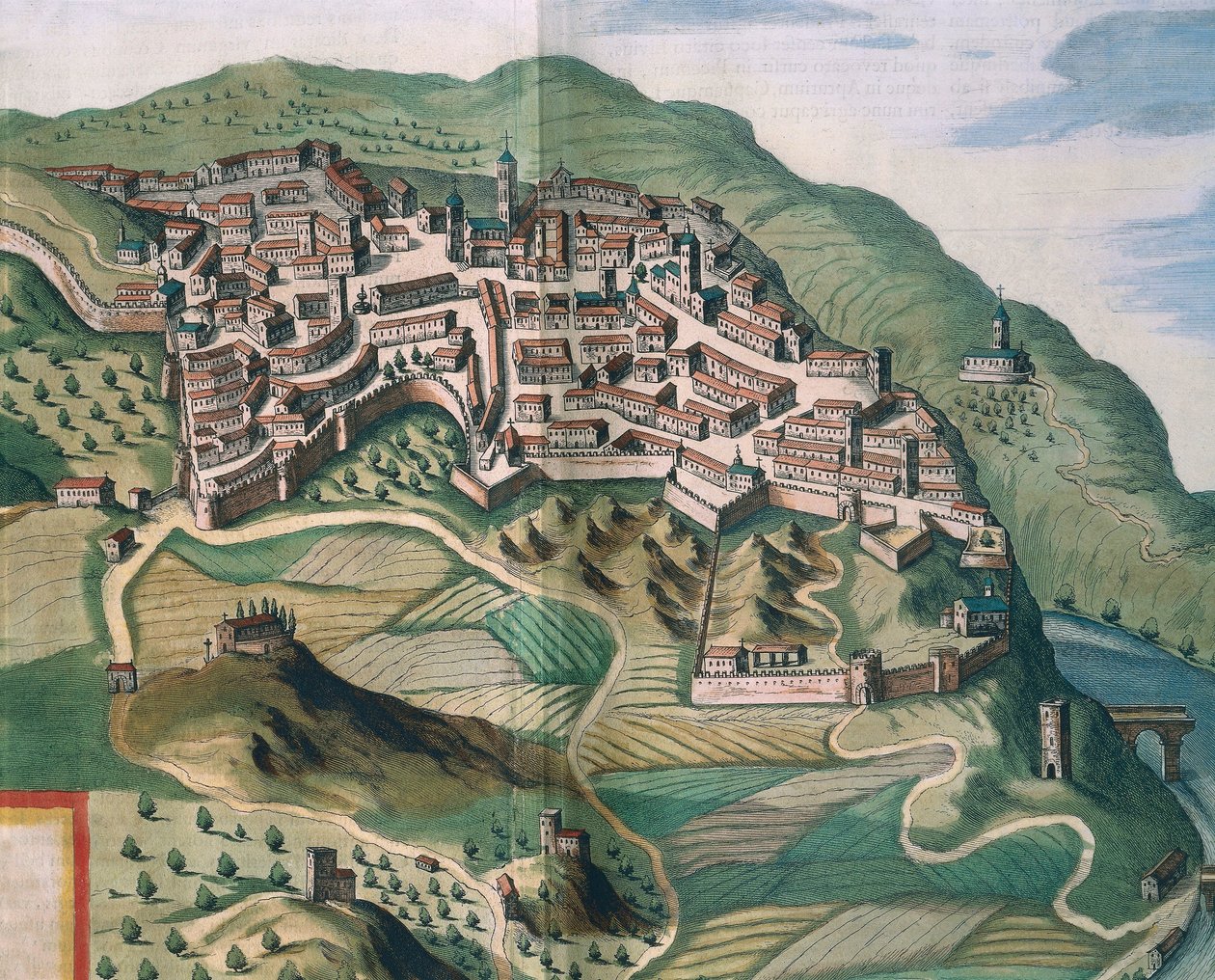 Kaart van Narni uit Theatrum civitatum et admirandorum Italiae, gravure door Joan Blaeu