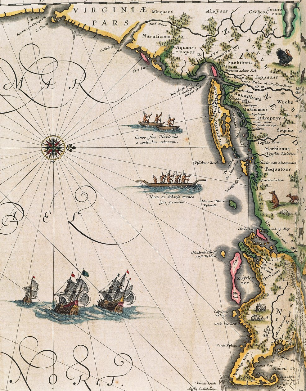 Kaart van de kust van Virginia, uit Theatrum Orbis Terrarum door Joan Blaeu